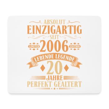 Einzigartig seit 2006 Legende – 20. Geburtstag - Mousepad (Querformat) - Weiß - Vorne