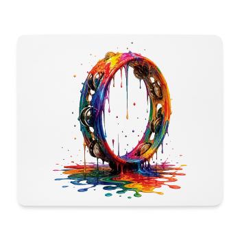 Tambourine with dripping paint - Mouse Pad (horizontal) - white - Front