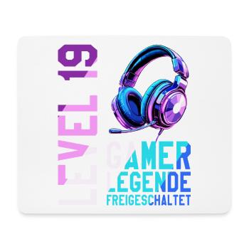 19. Geburtstag Junge Mädchen Gaming Level 19 Jahre - Mousepad (Querformat) - Weiß - Vorne