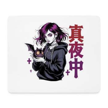 真夜中 Fille d’anime gothique Midnight Bat Gothic - Tapis de souris (format paysage) - blanc - Devant