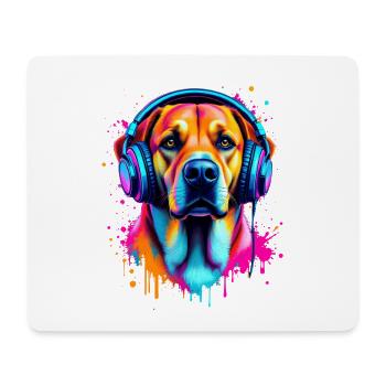 Labrador with headphones - Mouse Pad (horizontal) - white - Front