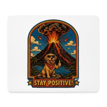 Dog in front of volcano – Stay positive - Mouse Pad (horizontal) - white - Front