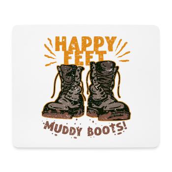 Wandertag Wandern Happy Feet Muddy Boots - Mousepad (Querformat) - Weiß - Vorne