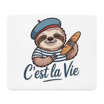 C’est La Vie Shirt mit Faultier Frankreich Urlaub - Mousepad (Querformat) - Weiß - Vorne