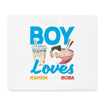 Boy Loves Ramen And Boba Anime Style - Mouse Pad (horizontal) - white - Front