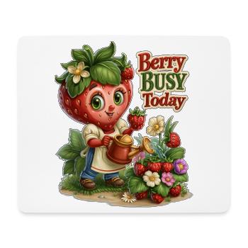 Berry Busy Strawberry Gardener - Mouse Pad (horizontal) - white - Front