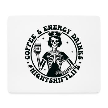 Skeleton Barista with Coffee & Energy Night Shift - Mouse Pad (horizontal) - white - Front
