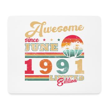 35. Geburtstag Geschenk Vintage Juni Jahrgang 1991 - Mousepad (Querformat) - Weiß - Vorne