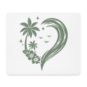 Herz Palme Blumen Ozean Welle - Mousepad (Querformat) - Weiß - Vorne