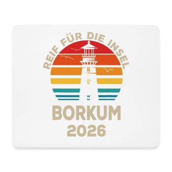 Borkum Insel Retro Sunset 2026 - Mousepad (Querformat) - Weiß - Vorne