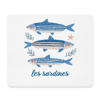 Les Sardines: mediterranes Fisch Design - Mousepad (Querformat) - Weiß - Vorne