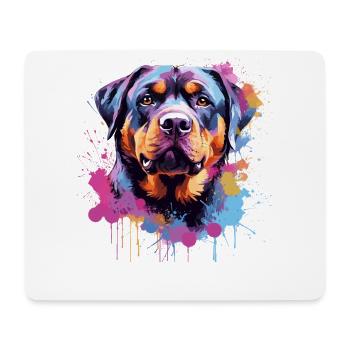 Rottweiler Bunker Splash Art Hund - Mousepad (Querformat) - Weiß - Vorne
