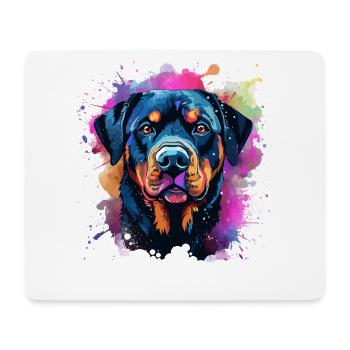 Lebendiger Rottie-Porträt-Spritzer - Mousepad (Querformat) - Weiß - Vorne