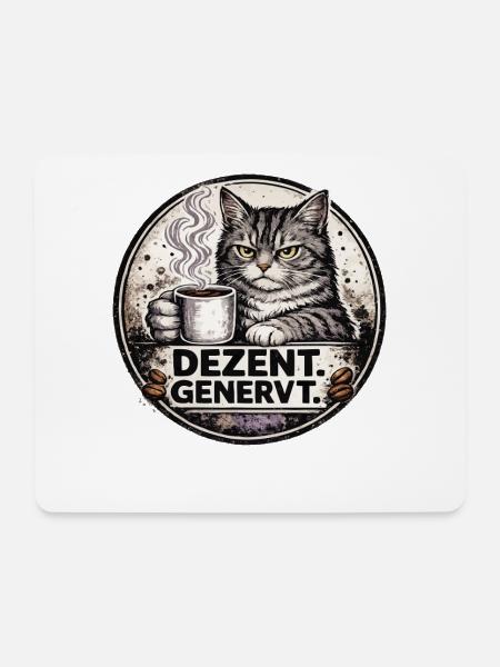 Kaffeekater: Dezentes Genervt - Mousepad (Querformat) - Weiß