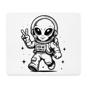 Astronaut Alien Peace im Weltraum - Mousepad (Querformat) - Weiß - Vorne