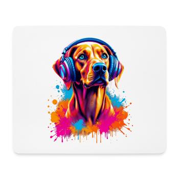 Viszla mit Kopfhörer - Mousepad (Querformat) - Weiß - Vorne