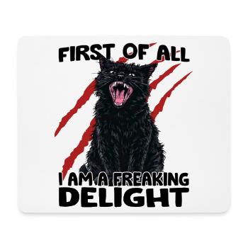 Black Cat Chaos Goblin Aggressive Cat Humor - Mouse Pad (horizontal) - white - Front