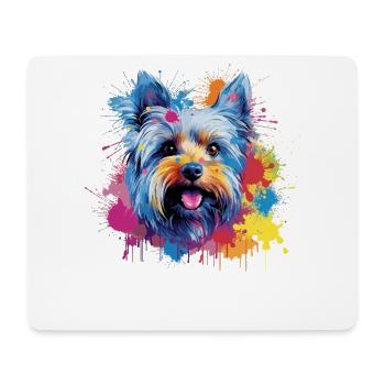 Yorkshire Terrier Dog Coloré Art éclaboussé - Tapis de souris (format paysage) - blanc - Devant