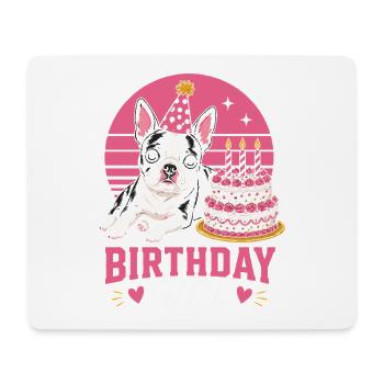 Birthday Girl Boston Terrier Cake - Mouse Pad (horizontal) - white - Front