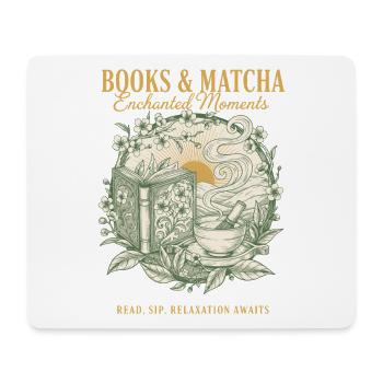 Books And Matcha Enchanted Moments Green Tea - Mouse Pad (horizontal) - white - Front