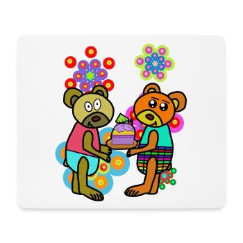 Retro Teddy Flowers Birthday Mother's Day Bear - Mouse Pad (horizontal) - white - Front