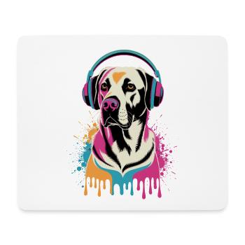 Labrador with headphones - Mouse Pad (horizontal) - white - Front