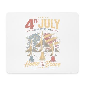 4th July Aircraft Patriotics – Home of the Brave - Mouse Pad (horizontal) - white - Front