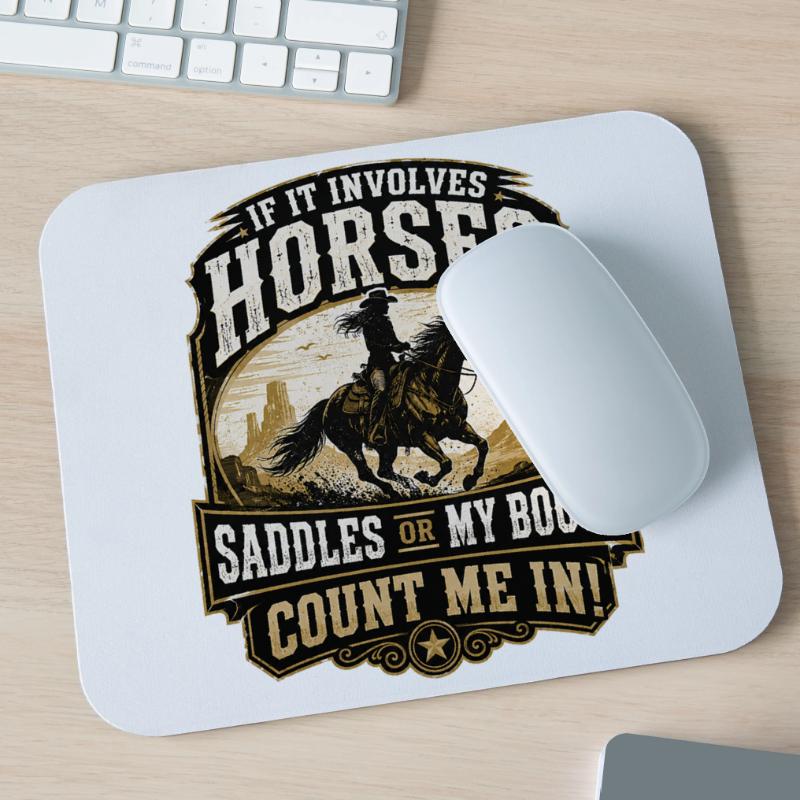Pferdeheld: Sättel oder Stiefel Mousepad (Querformat)
