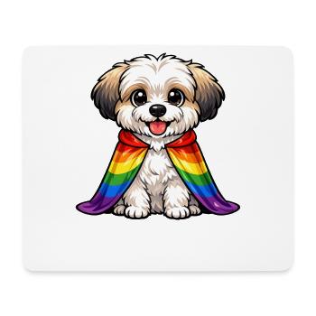 Chien de la fierté havanaise cape arc-en-ciel LGBTQ - Tapis de souris (format paysage) - blanc - Devant