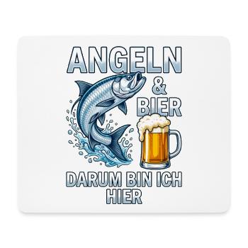 Angeln und Bier Darum bin ich hier Fisch - Mousepad (Querformat) - Weiß - Vorne