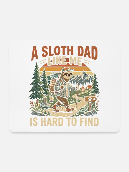 Sloth Dad Hiking Adventure - Mouse Pad (horizontal) - white