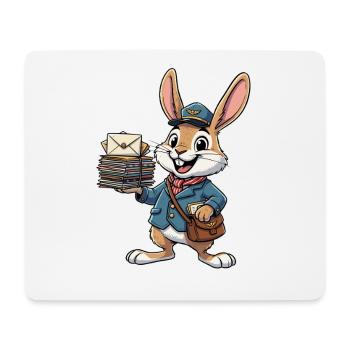 Hase als Postbote mit Briefstapel - Mousepad (Querformat) - Weiß - Vorne