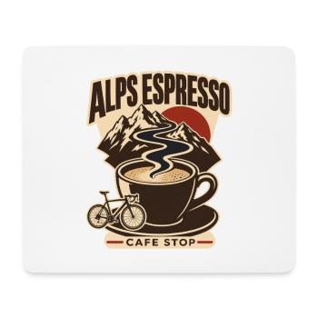 Arrêt du Café Espresso de Cyclisme sur Route des Alpes - Tapis de souris (format paysage) - blanc - Devant