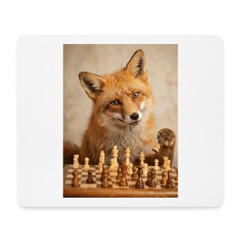 Fuchs spielt Schach - Mousepad (Querformat) - Weiß - Vorne