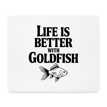 Das Leben ist besser mit Goldfischen - Mousepad (Querformat) - Weiß - Vorne
