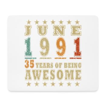 35. Geburtstag Geschenk Mann Oldtimer Juni 1991 - Mousepad (Querformat) - Weiß - Vorne