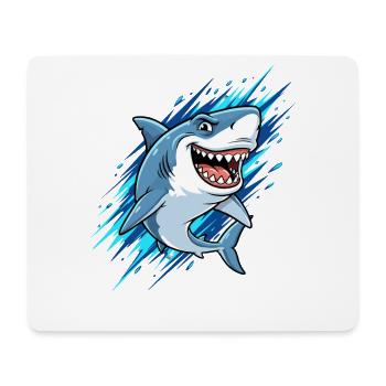 Requin de dessin animé bleu avec des éclaboussures - Tapis de souris (format paysage) - blanc - Devant