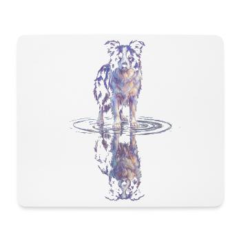 Border Collie Wasserreflexion - Mousepad (Querformat) - Weiß - Vorne