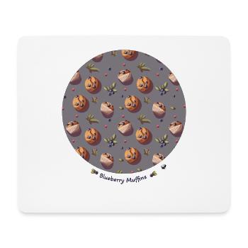 Faites un cercle avec des muffins aux myrtilles, des feuilles et des baies - Tapis de souris (format paysage) - blanc - Devant