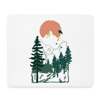 Natur Wald Berg Baum Geschenkidee - Mousepad (Querformat) - Weiß - Vorne