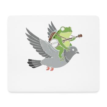 Frosch-Gitarrist auf Taube - Mousepad (Querformat) - Weiß - Vorne