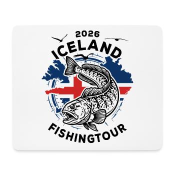Voyage de pêche en Islande | Loup de mer 2026 - Tapis de souris (format paysage) - blanc - Devant