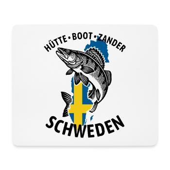 Hütte, Boot, Zander - Schweden | Angler Geschenk - Mousepad (Querformat) - Weiß - Vorne