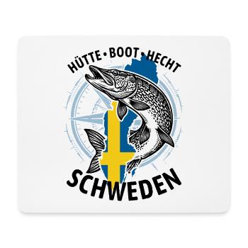 Hütte, Boot, Hecht - Schweden | Angler Geschenk - Mousepad (Querformat) - Weiß - Vorne