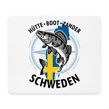 Hütte, Boot, Zander - Schweden | Angler Geschenk - Mousepad (Querformat) - Weiß - Vorne