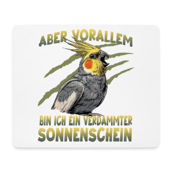 Nymphensittich Cockatiel exotischer Papagei - Mousepad (Querformat) - Weiß - Vorne