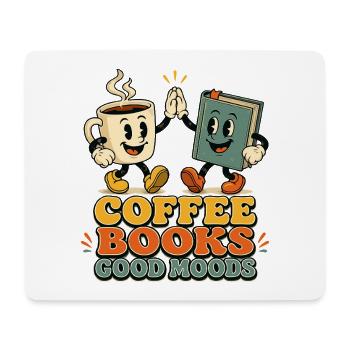 Coffee Books Good Moods Retro Bookworm - Mouse Pad (horizontal) - white - Front