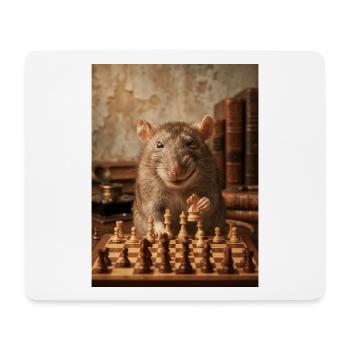 Ratte spielt Schach - Mousepad (Querformat) - Weiß - Vorne