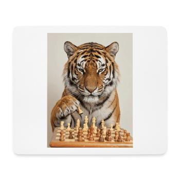 Tiger playing chess - Mouse Pad (horizontal) - white - Front