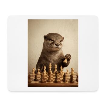 Otter spielt Schach - Mousepad (Querformat) - Weiß - Vorne